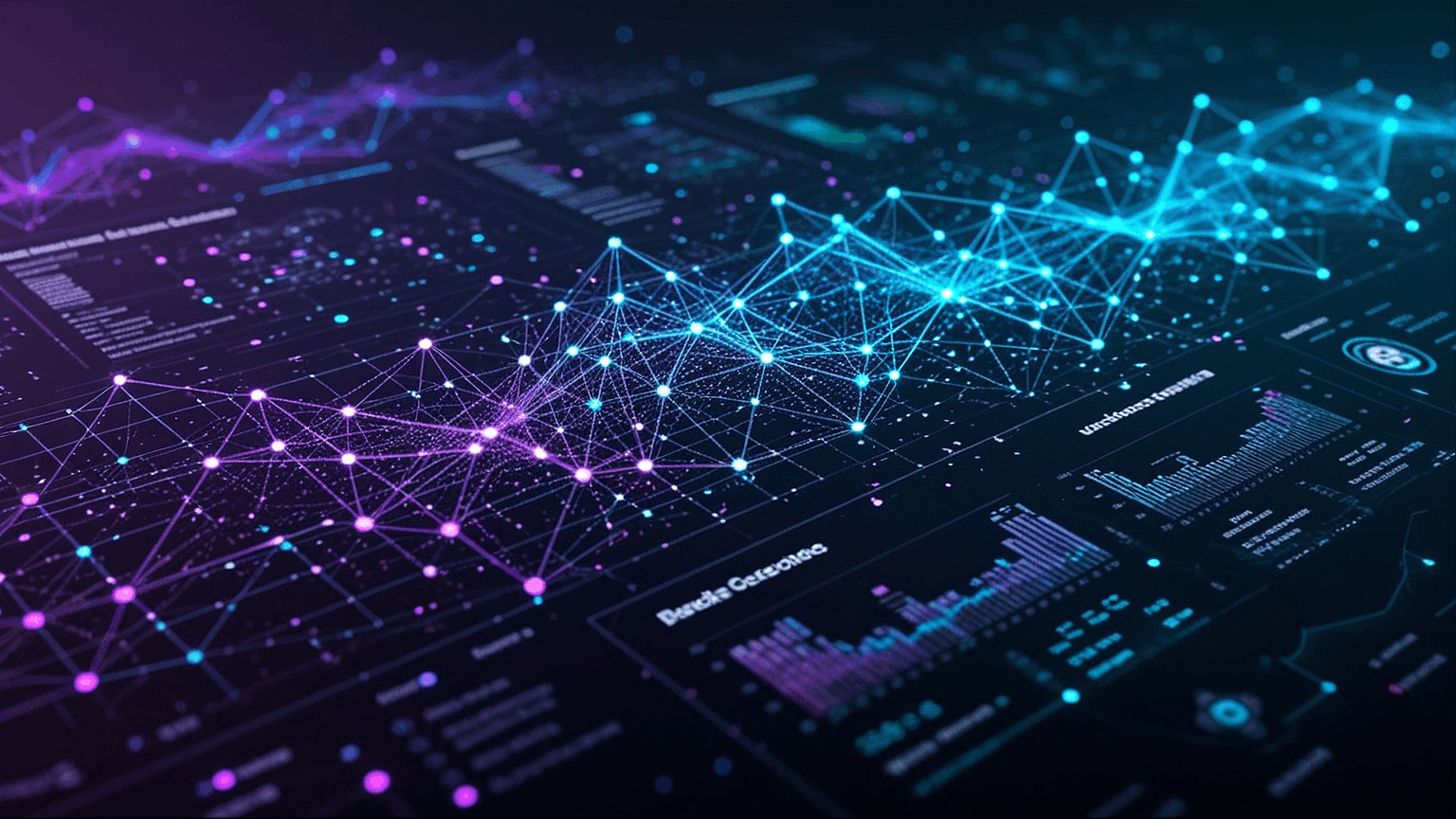 Futuristic blockchain forensics dashboard with glowing network graphs